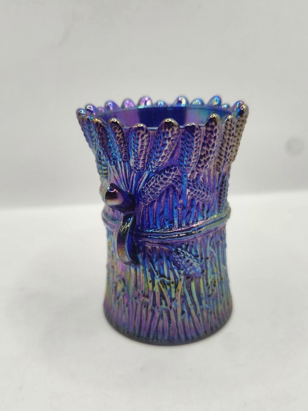Vintage St. Clair Glass Cobalt Carnival Glass Toothpick Holder